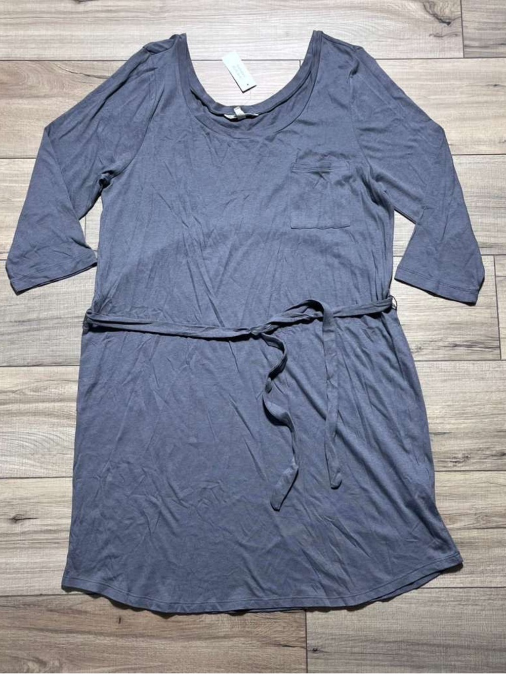 Banana Republic‎ Factory Womens Tie Waist 3/4 Sleeve T‑Shirt Dress XL Gray